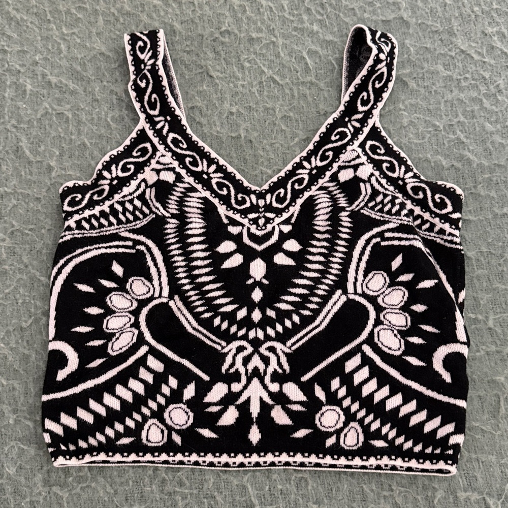 Express Black and White Knit Two Piece Skirt Set - Picture 2 of 7